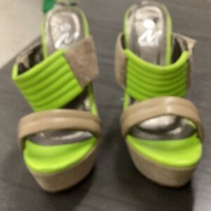 New Green and Tan Platform Sandals